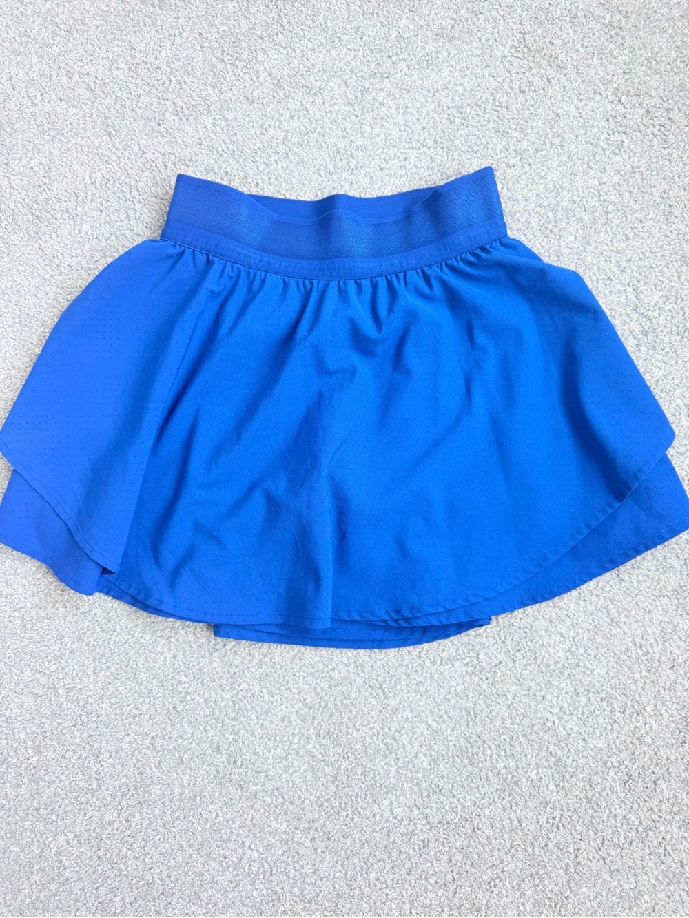 Bright Blue Circle Skater Skirt with Elastic Waistband and Built In Shorts